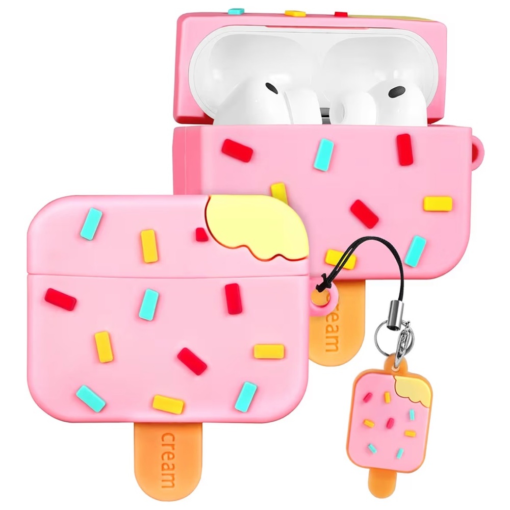 AirPods Pro 3rd Generation 2025 Soft Silicone Ice Cream Cover W/ Keychain